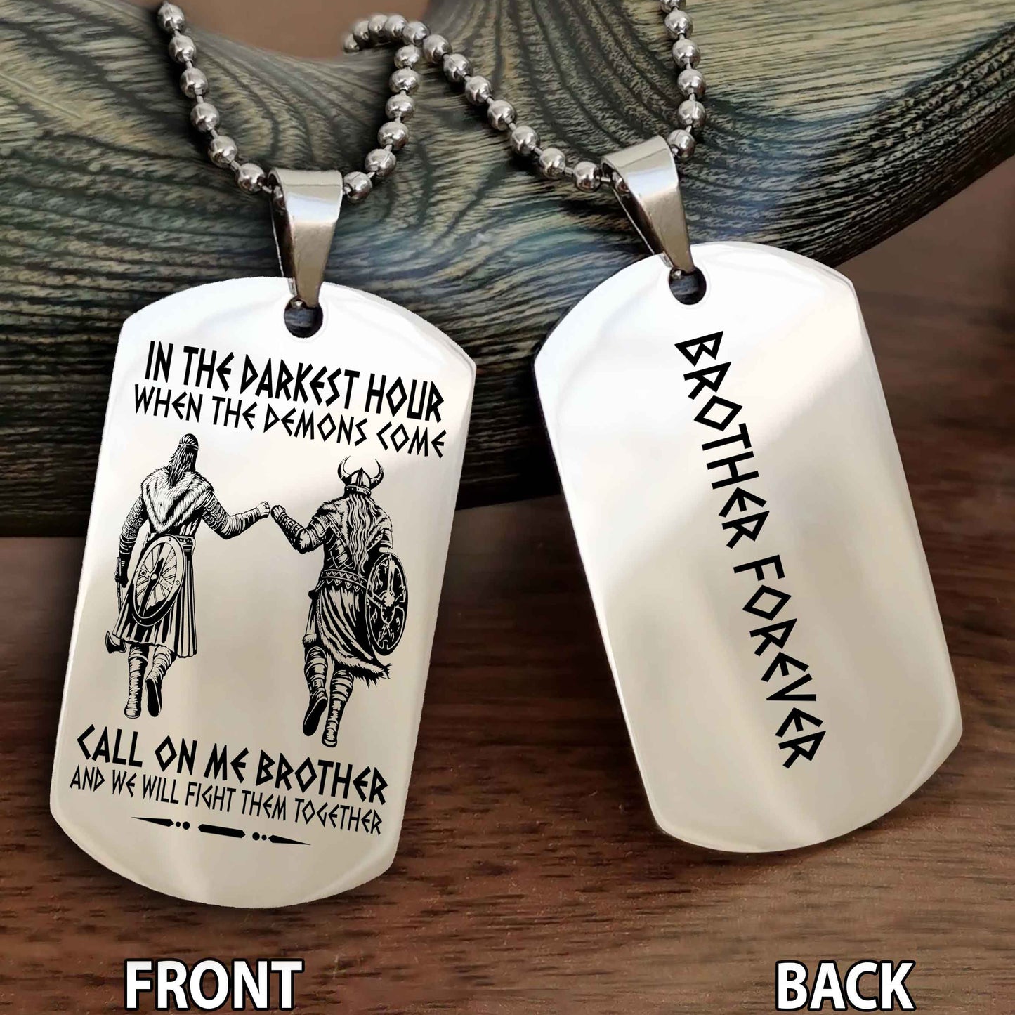 Viking customizable engraved black dog tag NAG double sided gift from brother, brother forevers