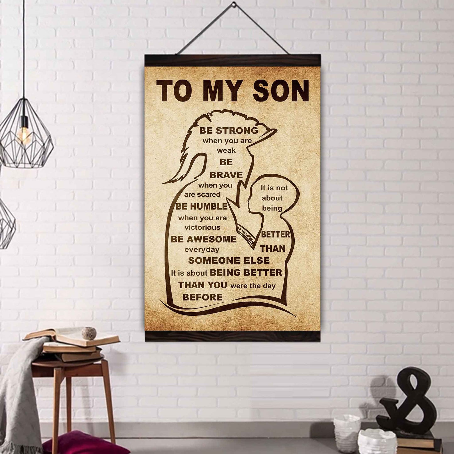 Personalized Family Poster Canvas Be Strong When You Are Weak Be Badass Everyday To My Son Gift From Dad With Motivational Message Quotes
