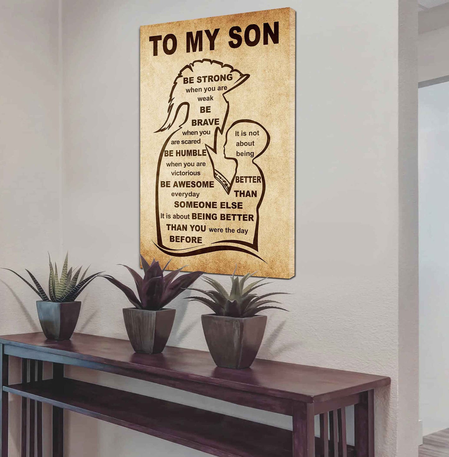 Personalized Family Poster Canvas Be Strong When You Are Weak Be Badass Everyday To My Son Gift From Dad With Motivational Message Quotes