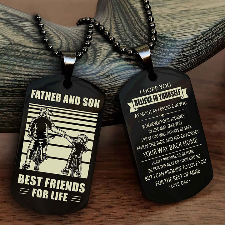 DRB Personalized Double Sided Dog Tag Silver To My Son I Love You - Enjoy The Ride And Never Forget Your Way Back Home From