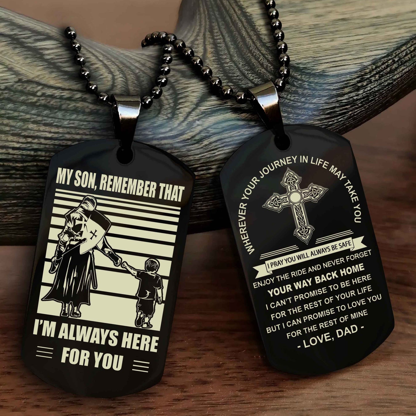 DRB Cross Double Sided Dog Tag My Son Remember That - Gift For Son Enjoy The Ride Never Forget Your Way Back Home