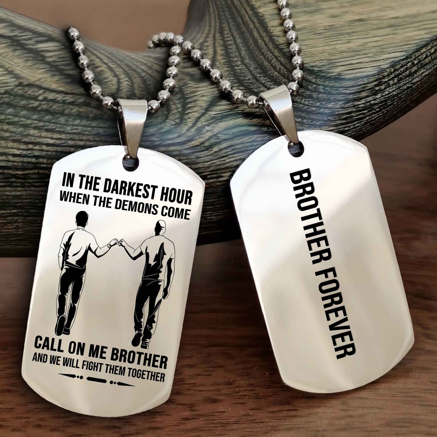 DRB Customizable engraved black dog tag double sided gift from brother, brother forevers NAG