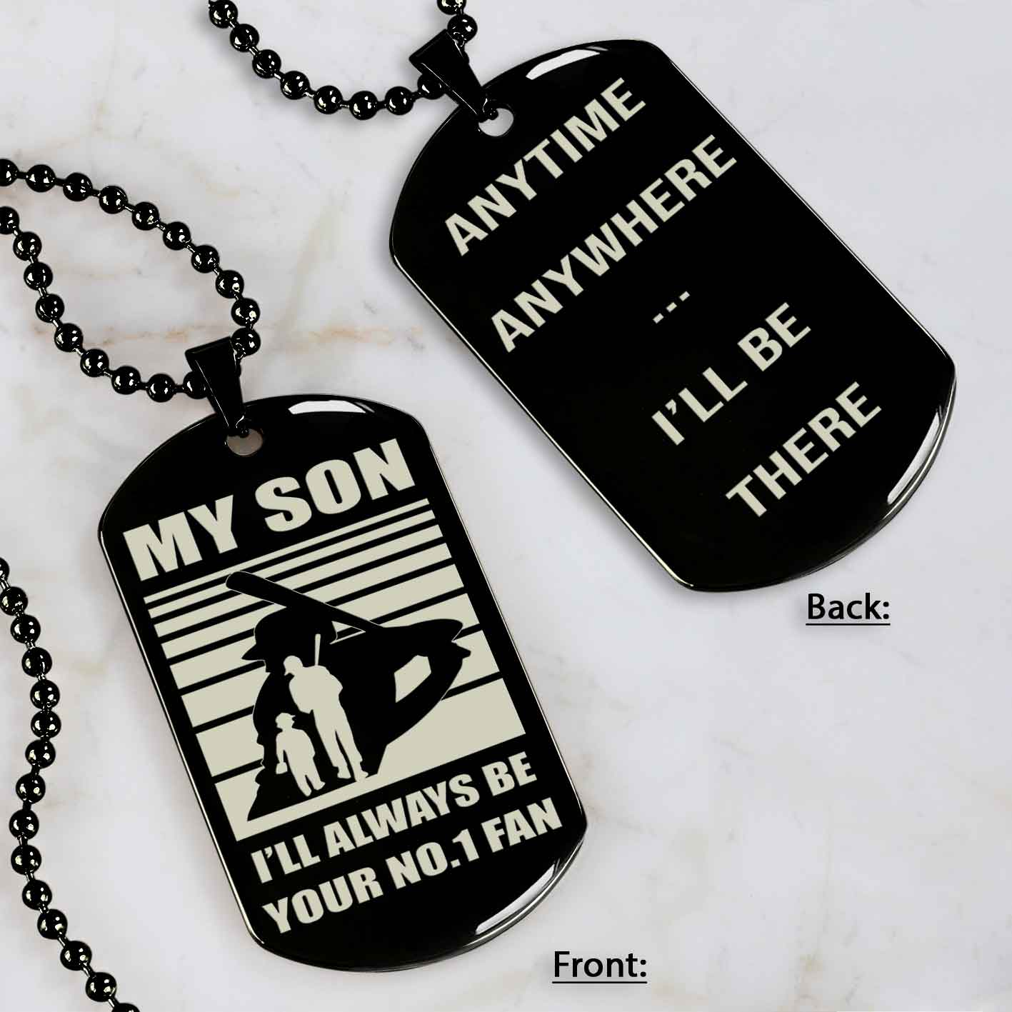 Sport Personalized Double Sided Dog Tag I Will Always Be Your No 1 Fan - Any Time Any Where I Will Be There Gift From Dad To Son