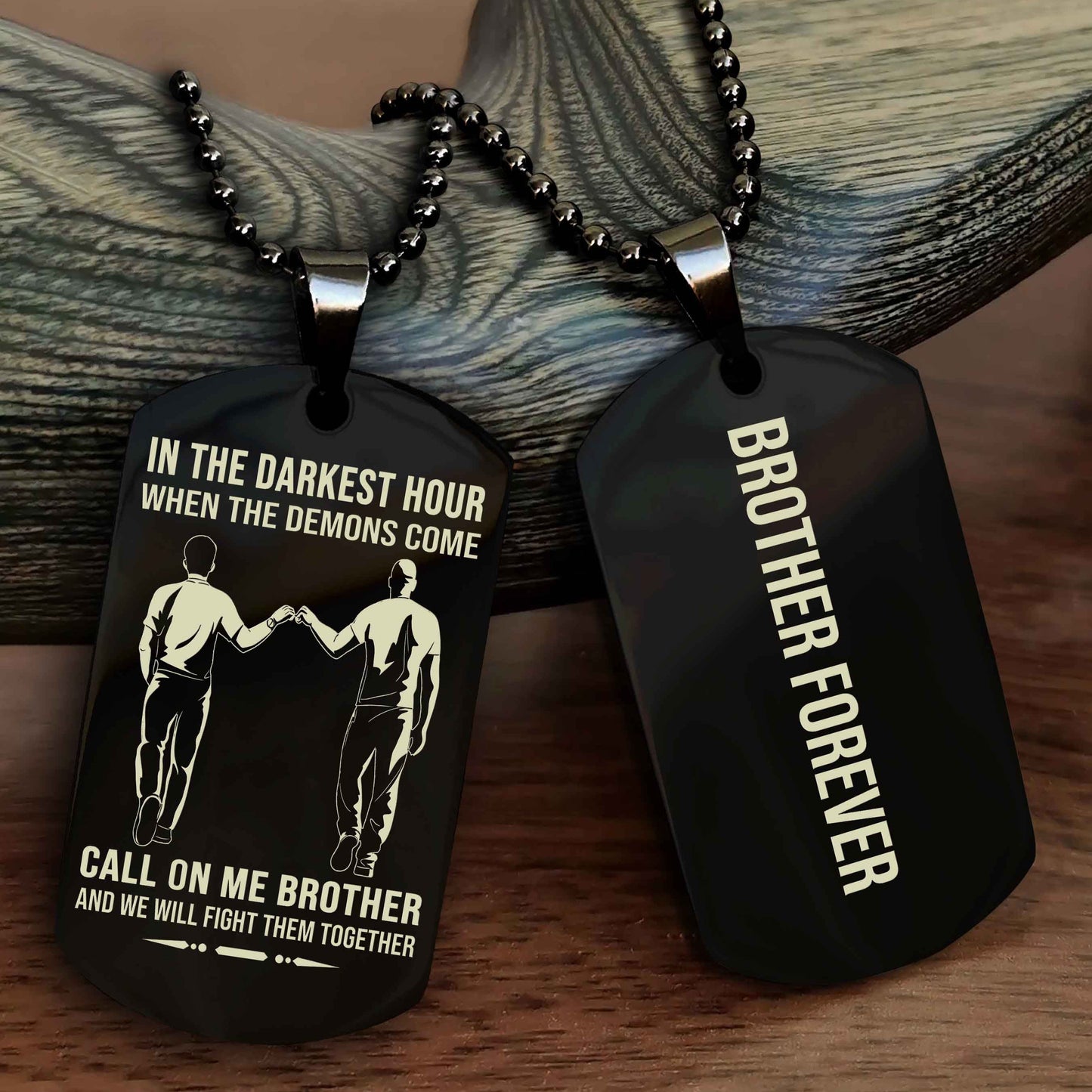 DRB Customizable engraved black dog tag double sided gift from brother, brother forevers NAG