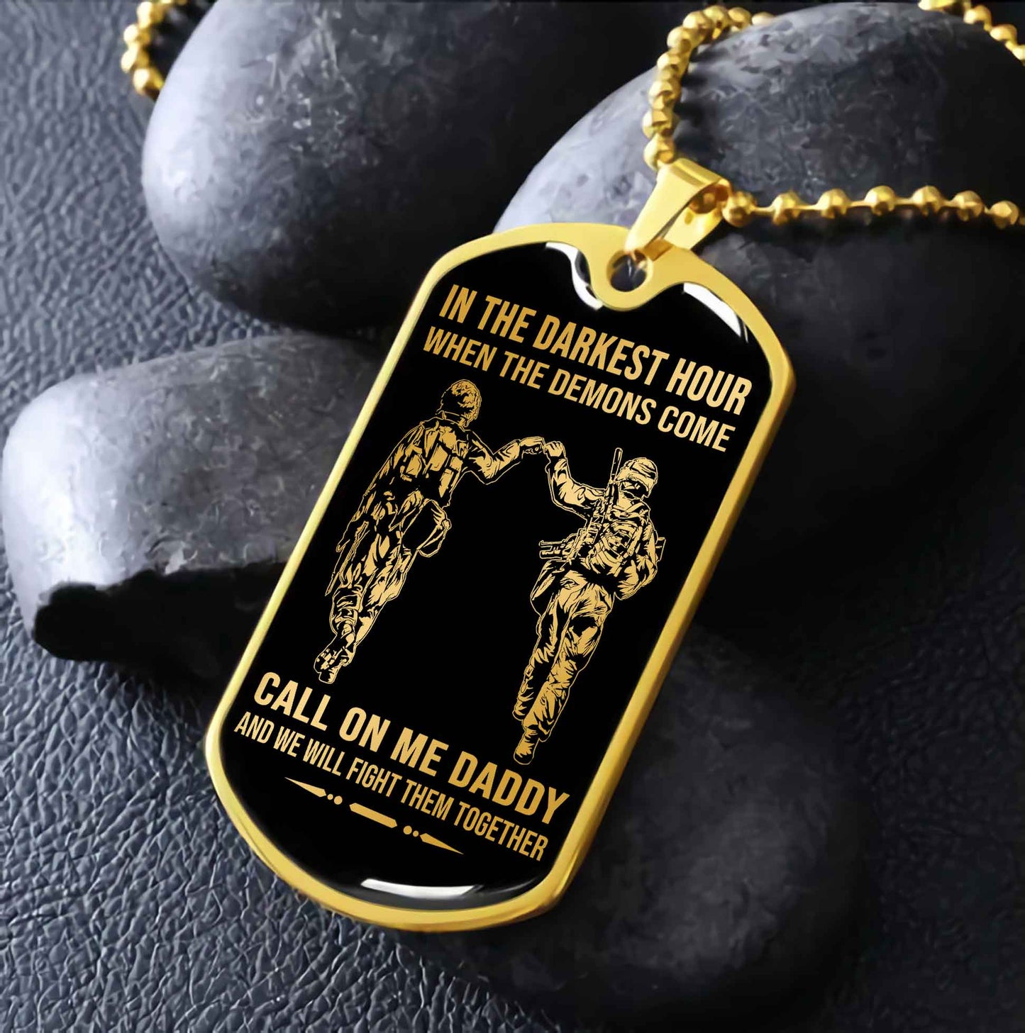 DRB PC Military Chain Silver Plated 18K Gold Plated Call On Me Daddy Gift For Your Dad
