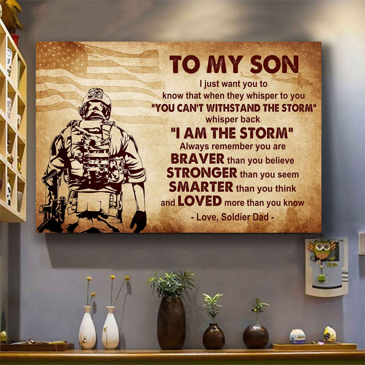 New Version Warrior Poster Canvas Whisper Back I'm The Storm From Dad To Son Gift For Your Son