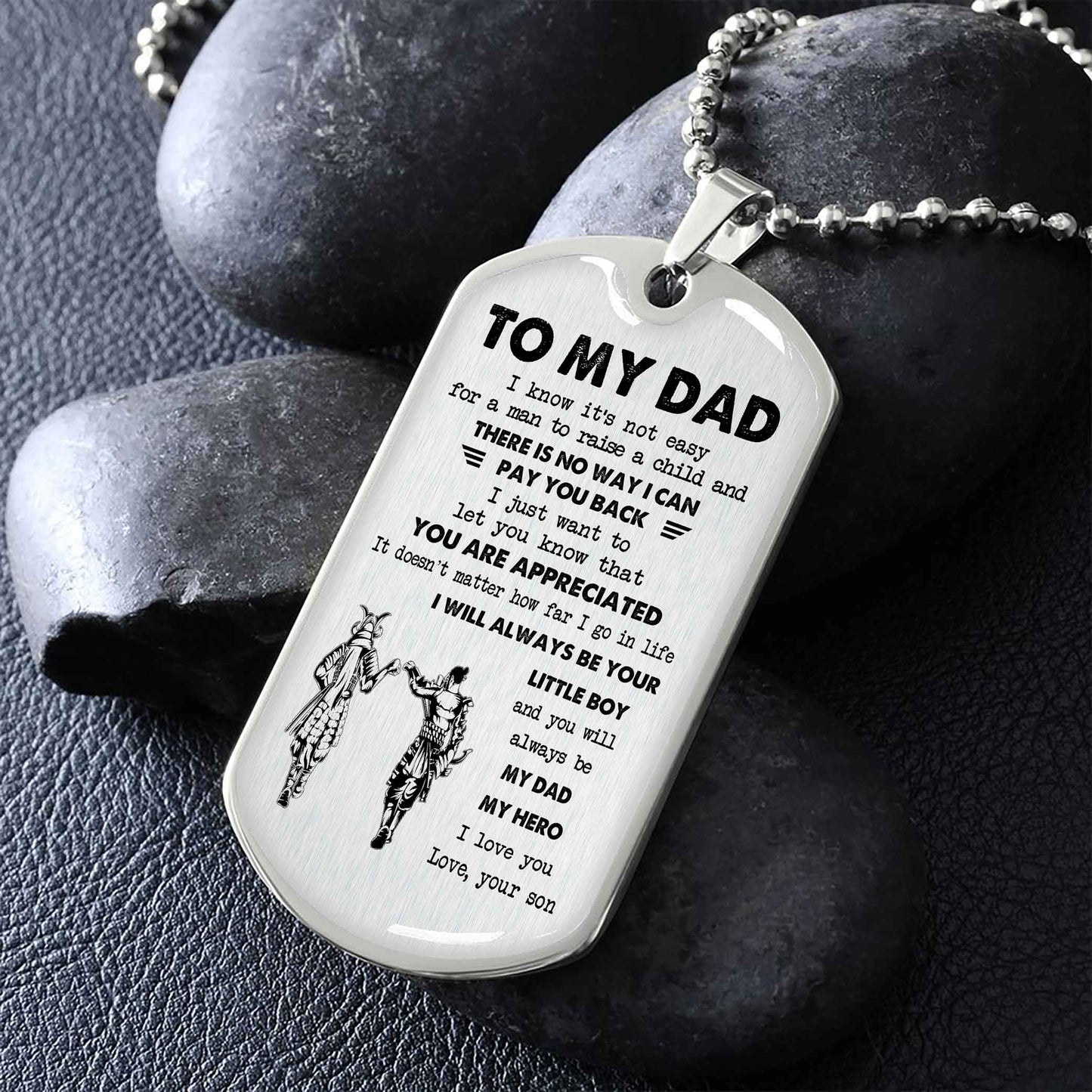 Dragon B GK-Father and Son- Millitary Chain 18K Gold Plated To My Dad I Know It's Not Easy - I Will Always Be Your Little Boy Gift From Son To Dad Father's Day Gift