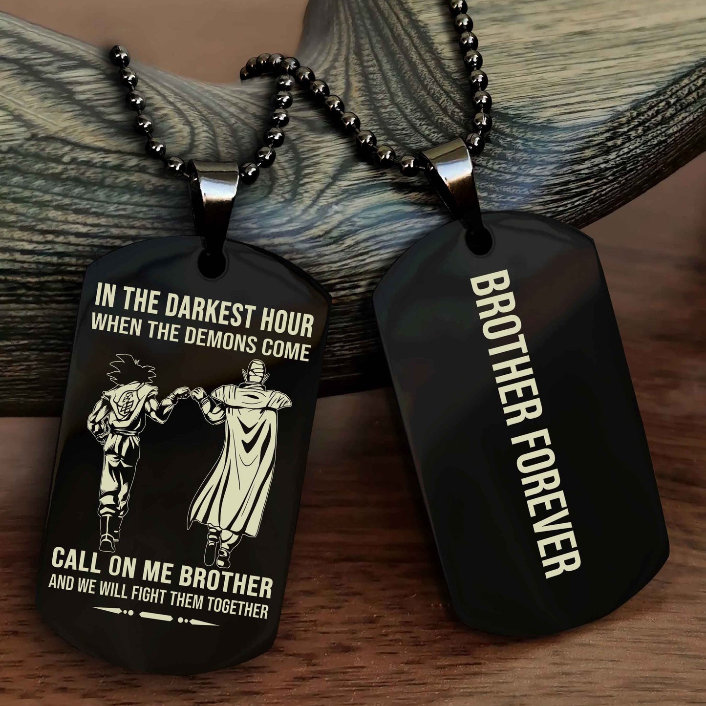 DRB Customizable engraved black dog tag double sided gift from brother, brother forevers NAG