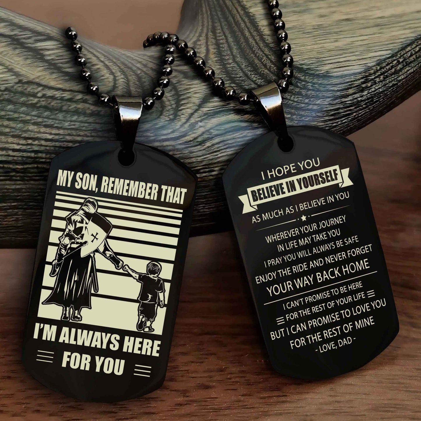 Biker Personalized Double Sided Dog Tag My Son Remember That I Will Always Here Never Forget Your Way Back Home