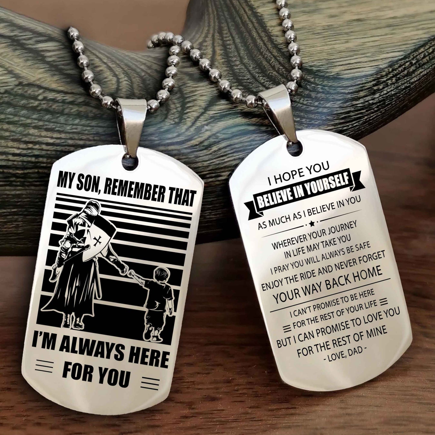 Biker Personalized Double Sided Dog Tag My Son Remember That I Will Always Here Never Forget Your Way Back Home