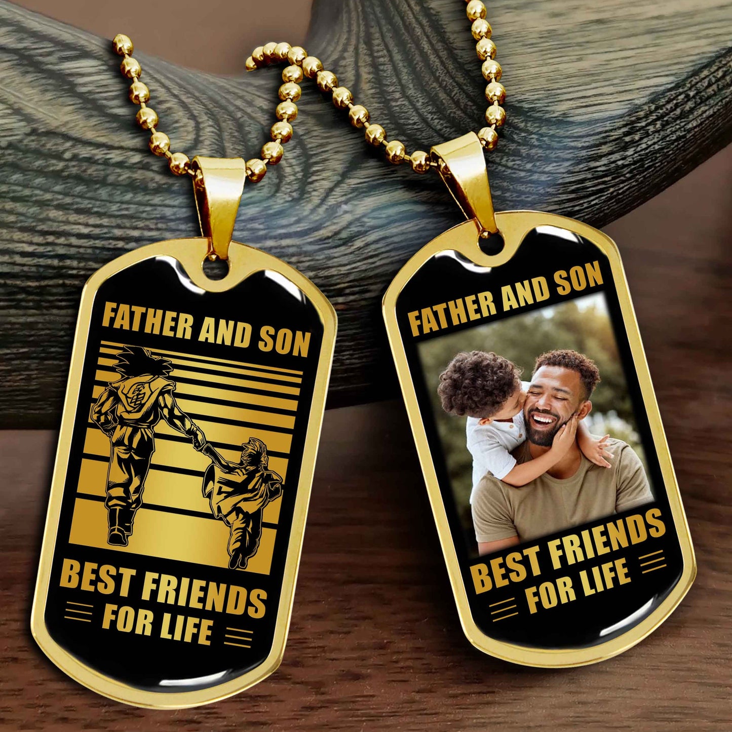 Biker Military Chain Silver Plated 18K Gold Plated Father And Son Best Friend For Life Gift For Your Son