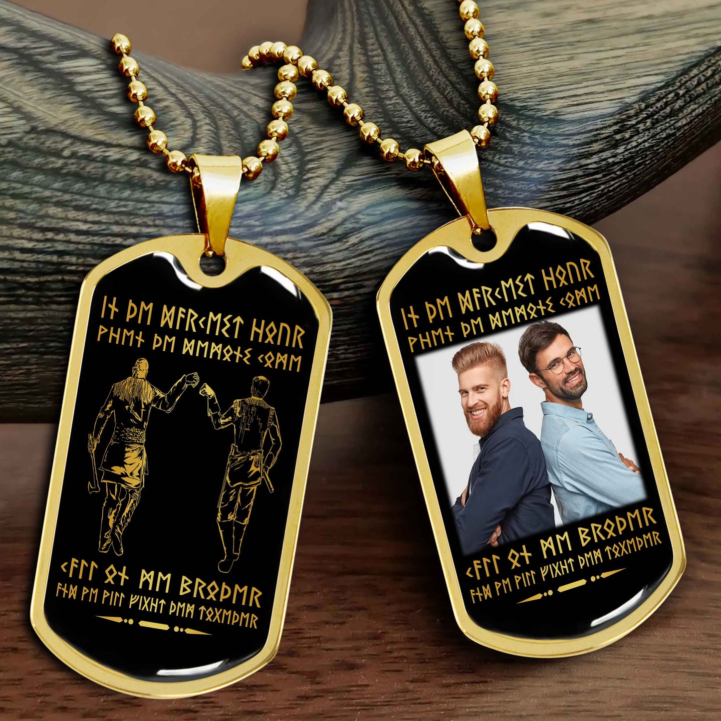 Viking-Military Chain (18K Gold Plated)-gifts from brother, n the darkest hour, When the demons come call on me brother and we will fight them together