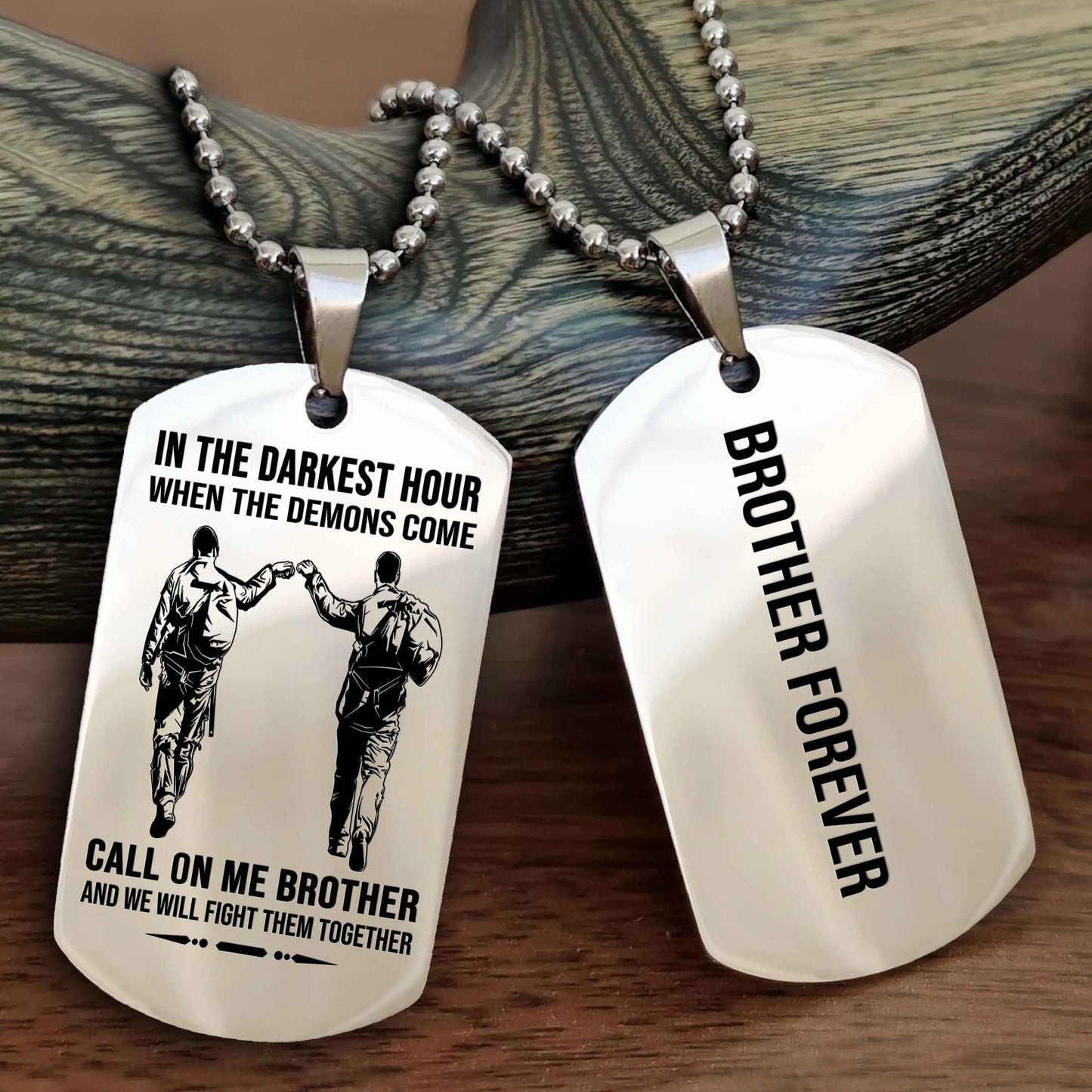 DRB Customizable engraved black dog tag double sided gift from brother, brother forevers NAG