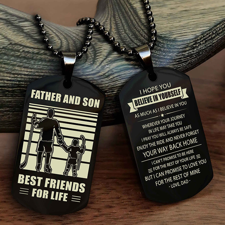 DRB Personalized Double Sided Dog Tag Silver To My Son I Love You - Enjoy The Ride And Never Forget Your Way Back Home From