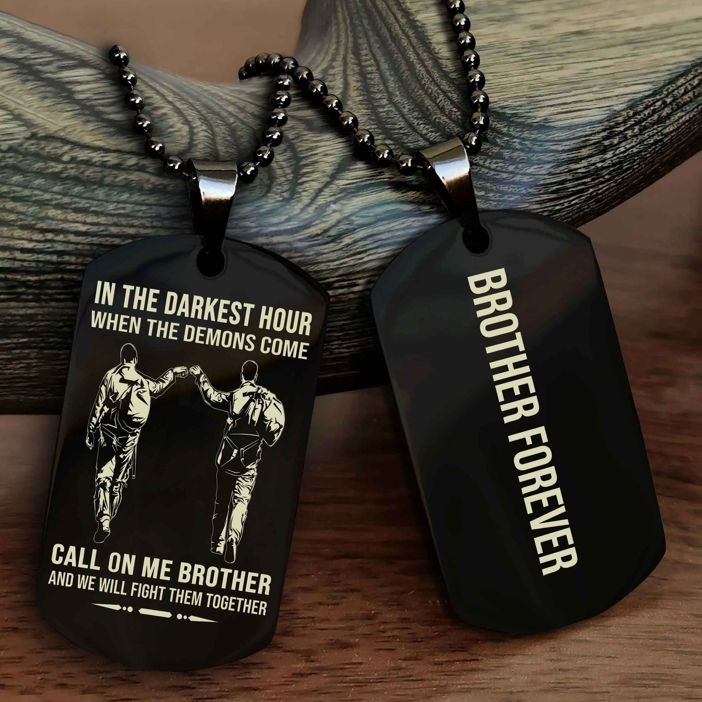 DRB Customizable engraved black dog tag double sided gift from brother, brother forevers NAG
