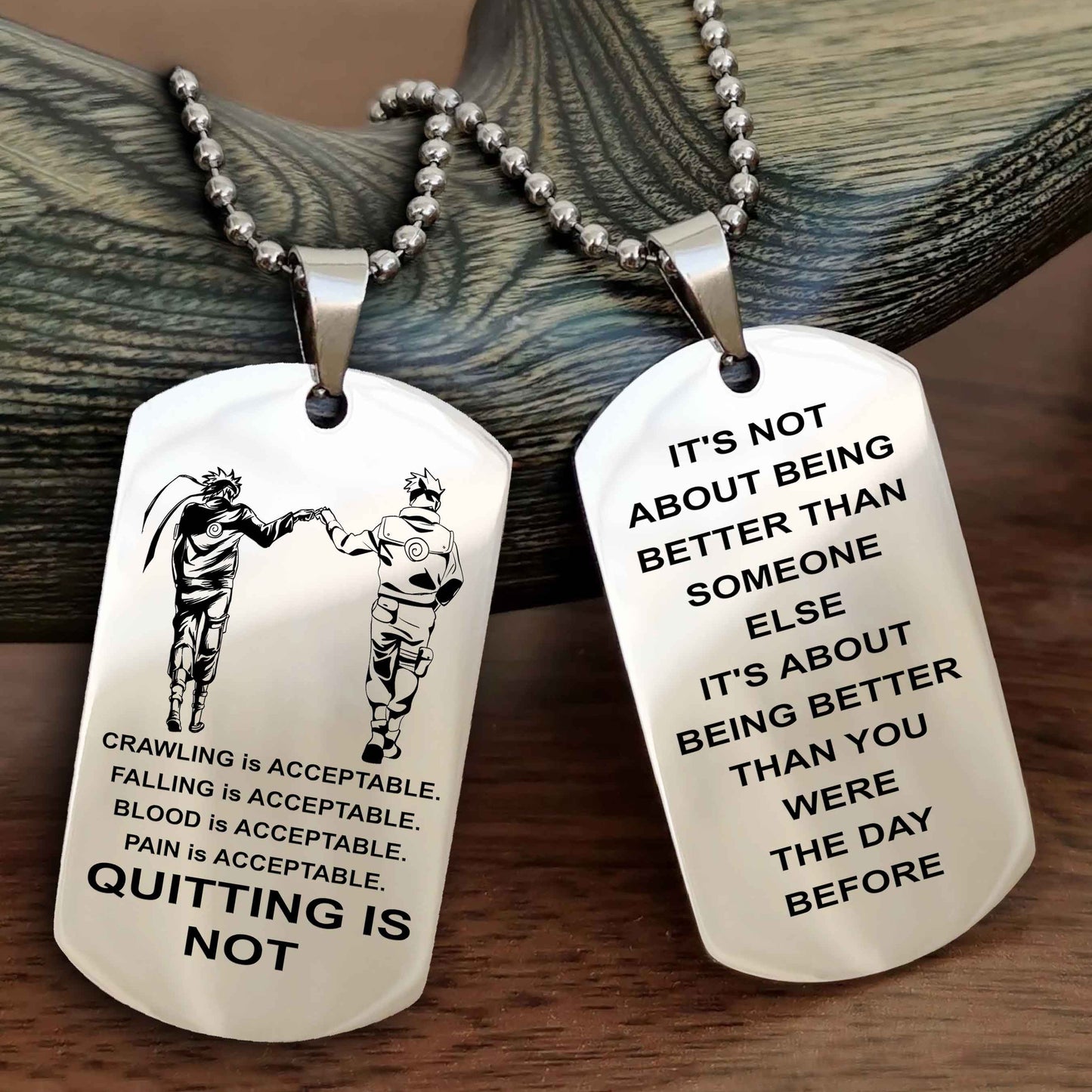 DRB Double Side Dog Tag For Your Friend Quiting Is Not - It's Not About Being Better Than Someone Else