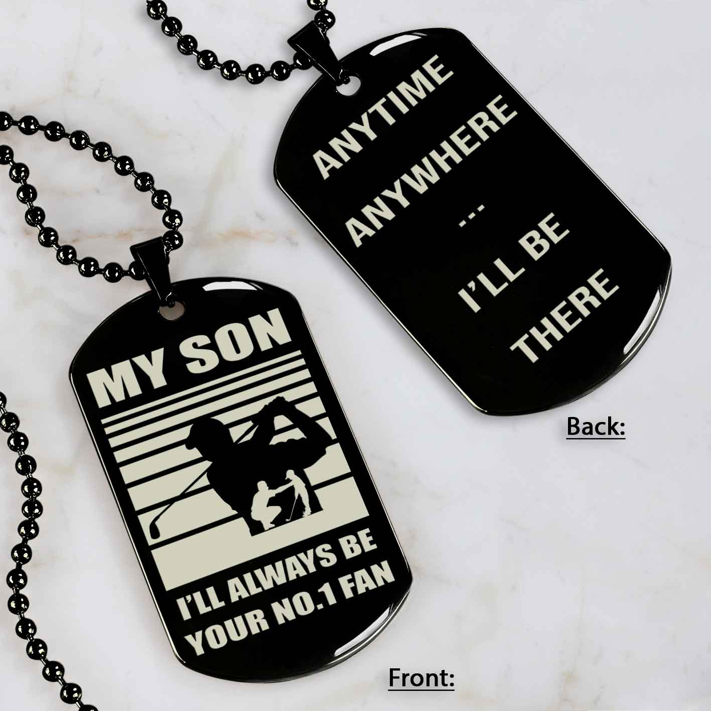 Sport Personalized Double Sided Dog Tag I Will Always Be Your No 1 Fan - Any Time Any Where I Will Be There Gift From Dad To Son