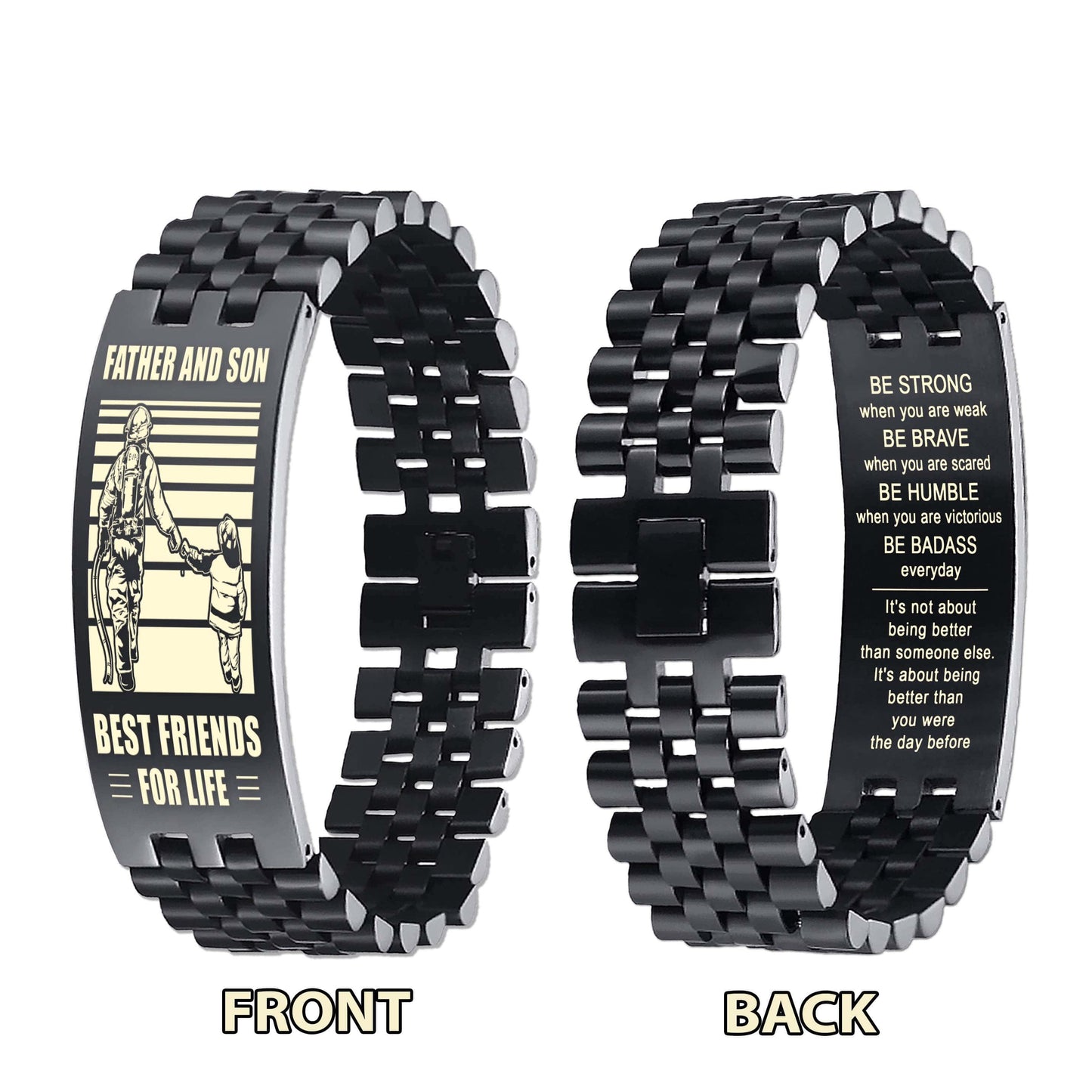 Spartan STO Personalized Double Sided Bracelet Father And Son Best Friends For Life - Message on the back side