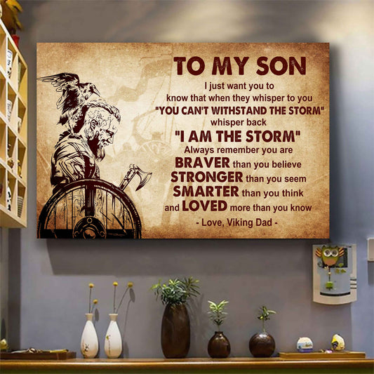 Viking Poster Canvas Whisper Back I'm The Storm From Dad To Son Gift For Your Son