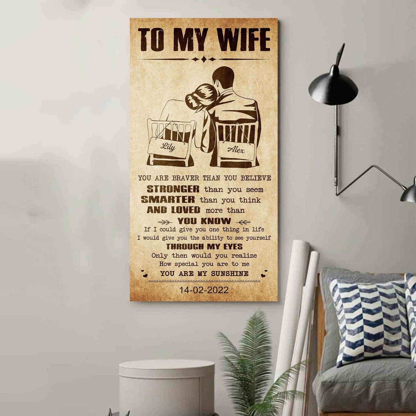 DRB VGT- Poster Canvas You Are Braver Than You Believe - You Are My Sunshine Gift For Your Wife