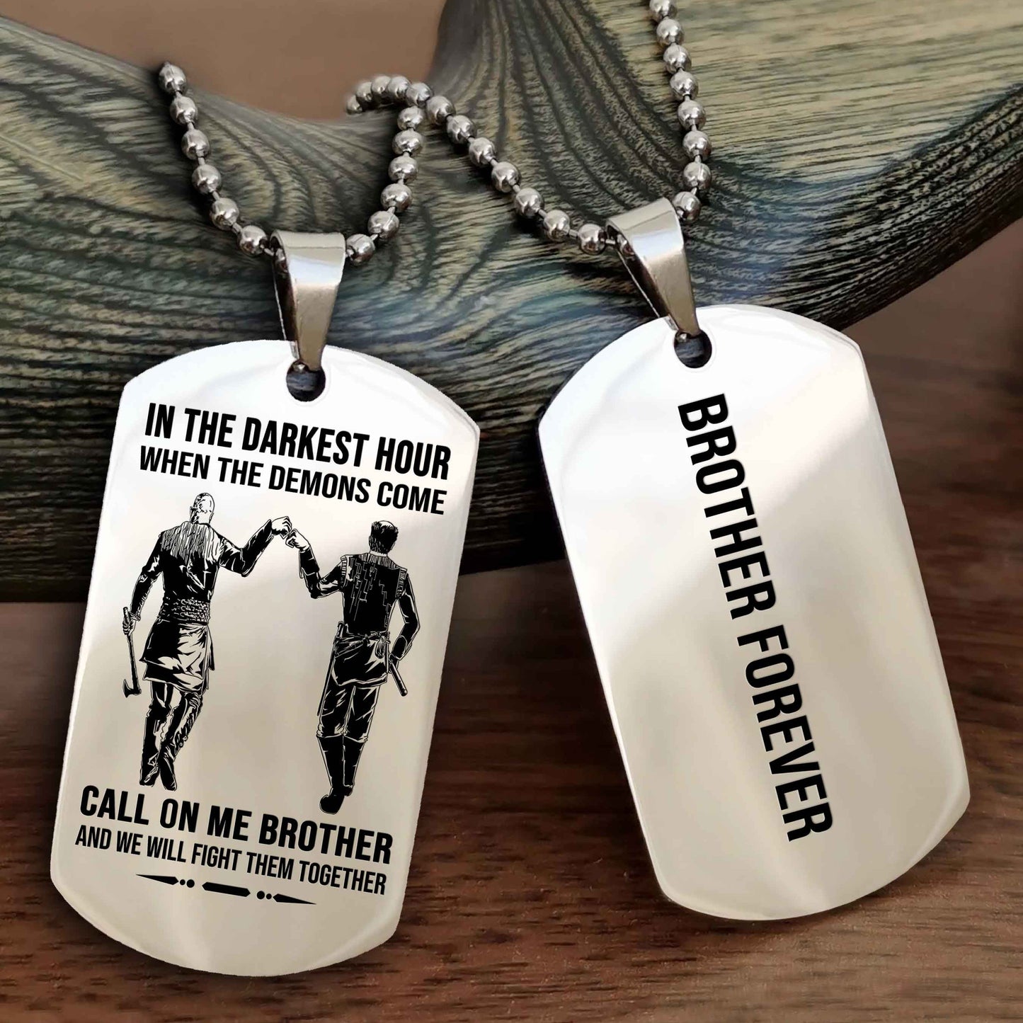 DRB Customizable engraved black dog tag double sided gift from brother, brother forevers NAG