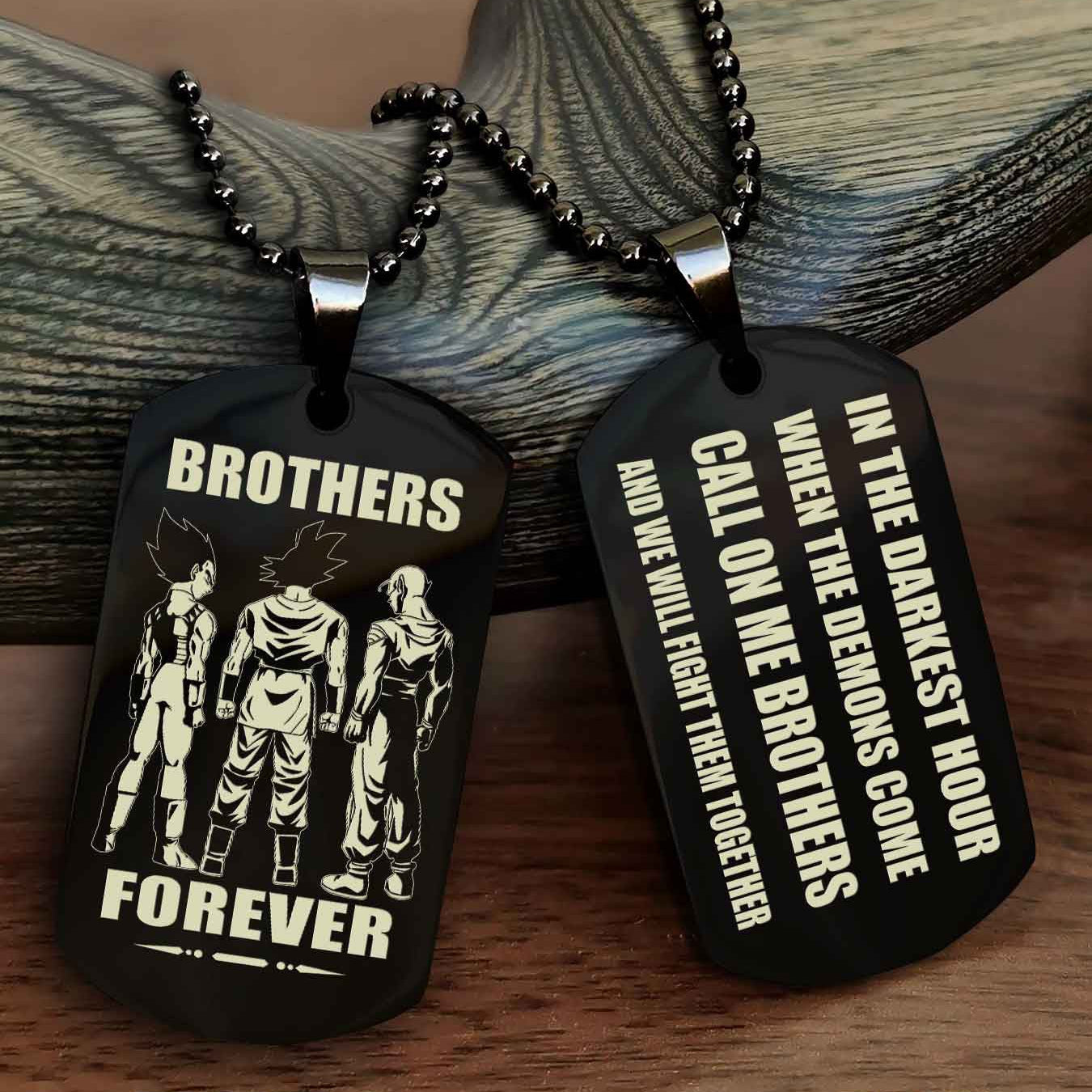 Viking Engraved Double Sided Dog Tag Call On Me Brother NAG Brothers Forever We Will Fight Them Together