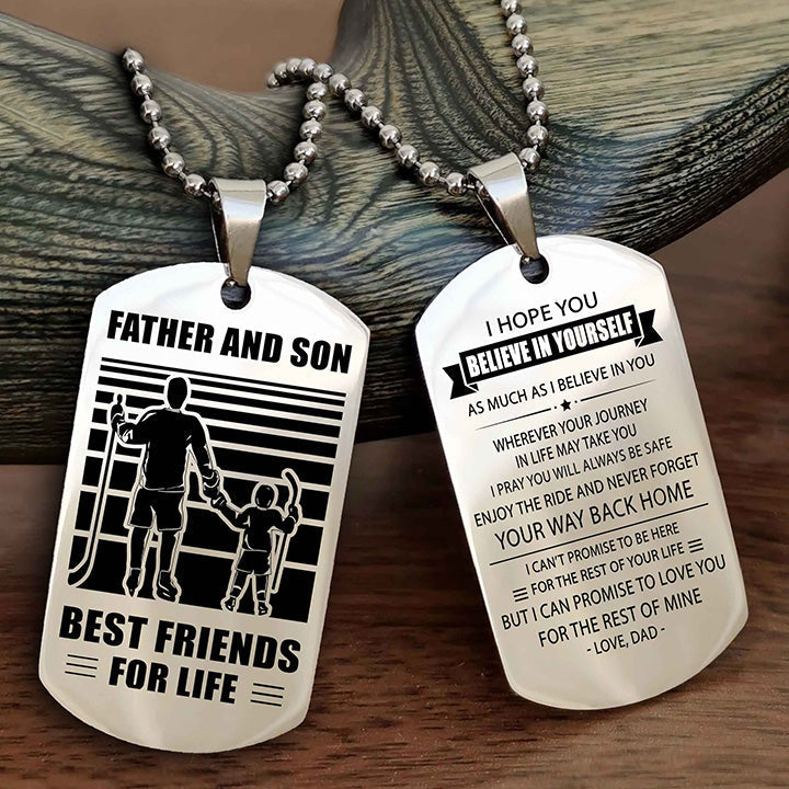 DRB Personalized Double Sided Dog Tag Silver To My Son I Love You - Enjoy The Ride And Never Forget Your Way Back Home From
