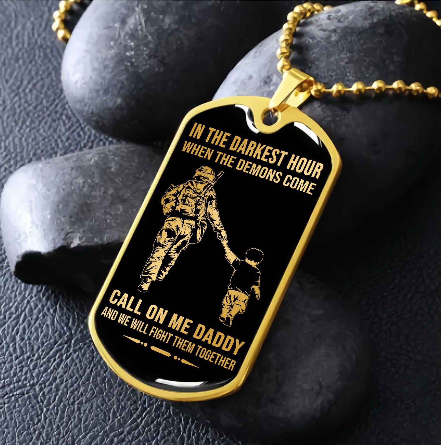 DRB PC Military Chain Silver Plated 18K Gold Plated Call On Me Daddy Gift For Your Dad