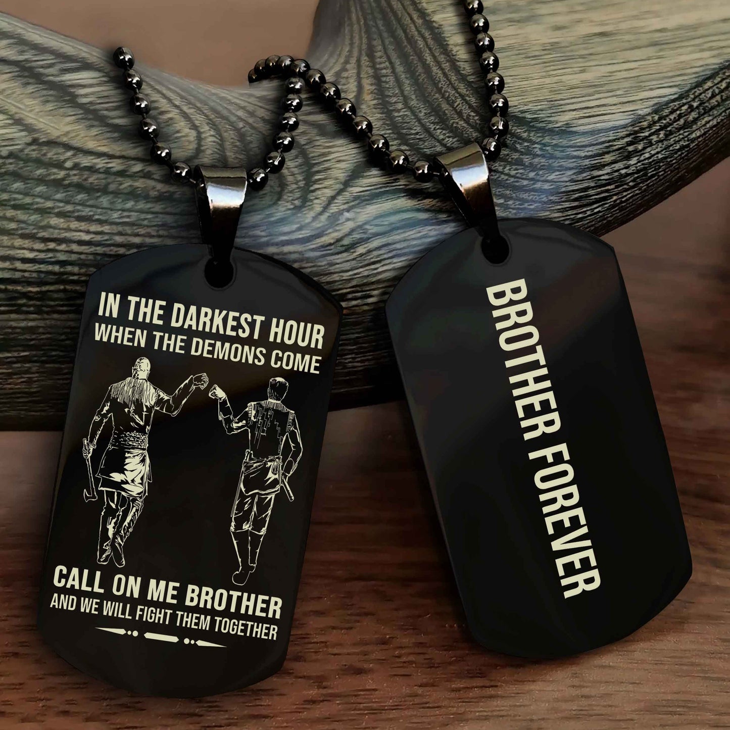 DRB Customizable engraved black dog tag double sided gift from brother, brother forevers NAG