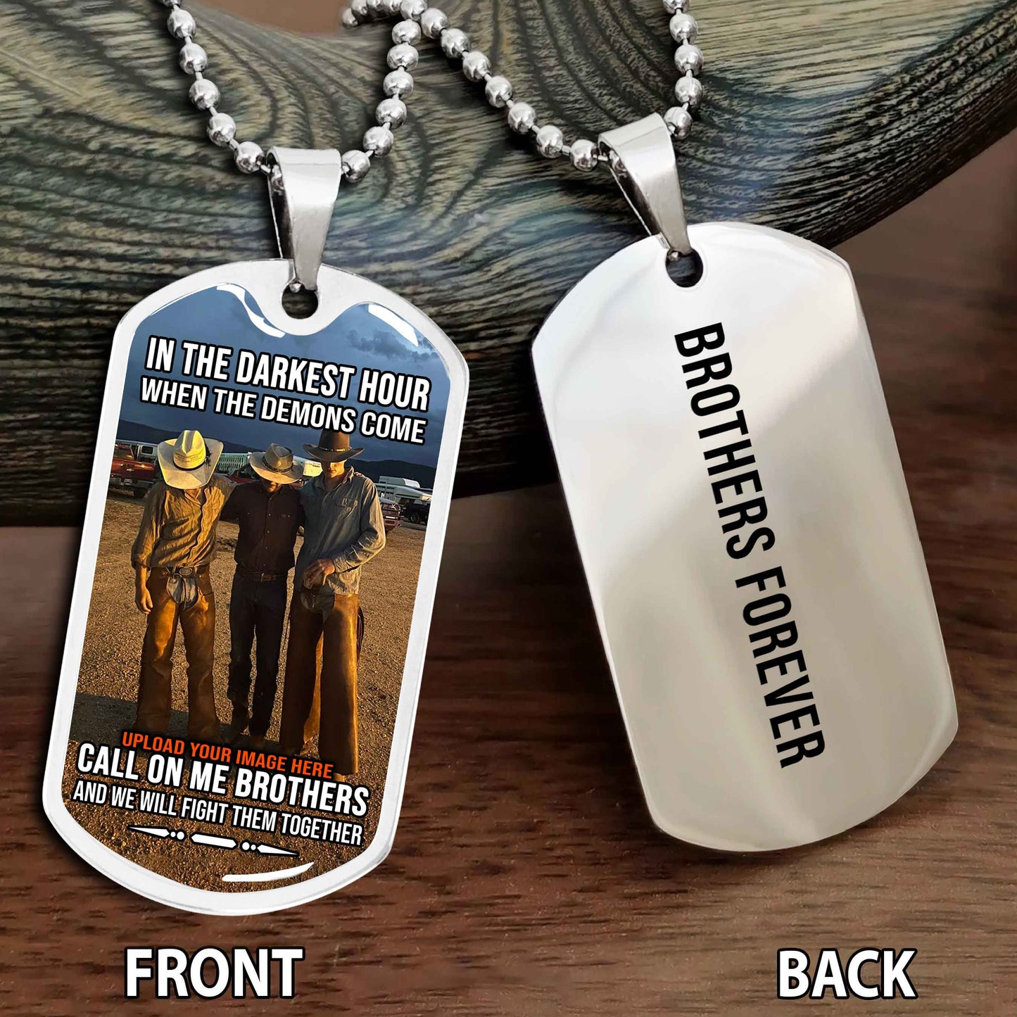 Personalized Double Side Graphic Dog Tag Gift For Your Brother - Brother Forever Team 3