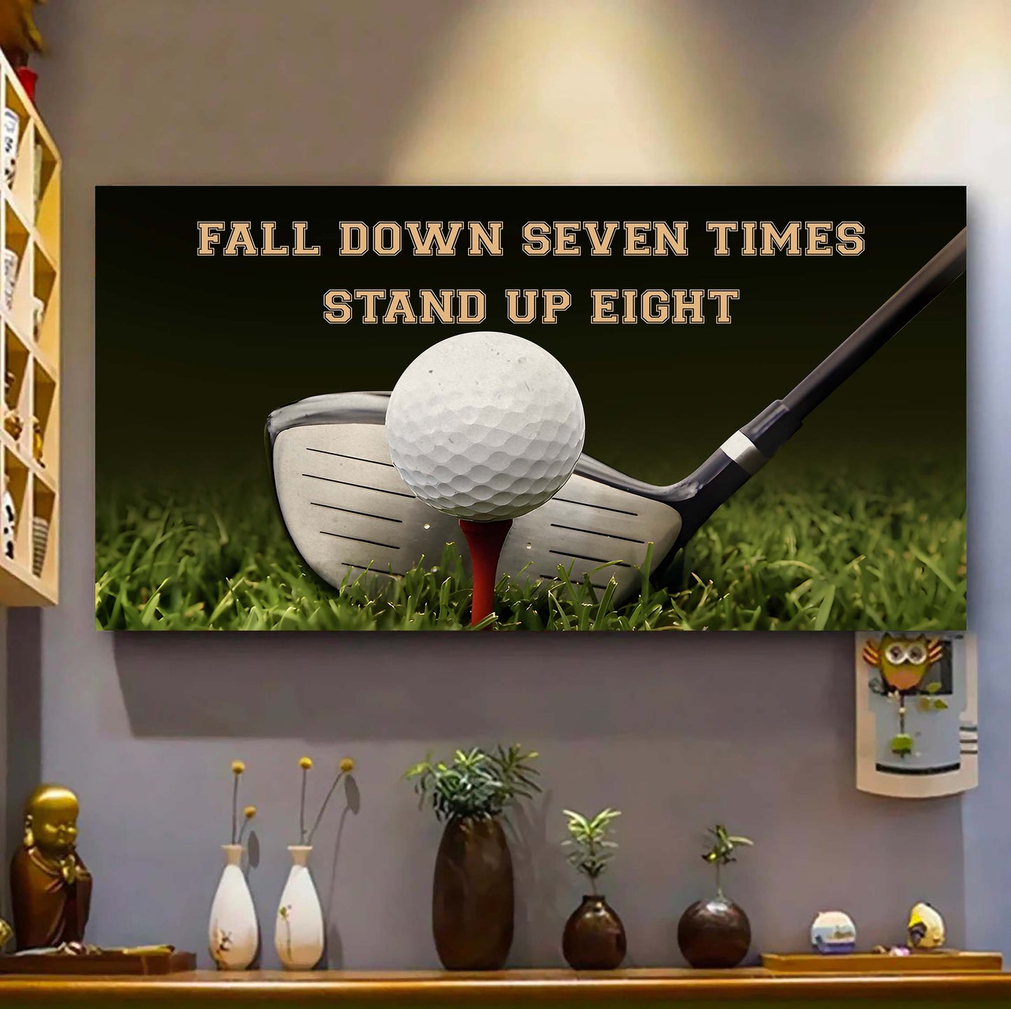 Tennis poster canvas fall down seven times stand up eight