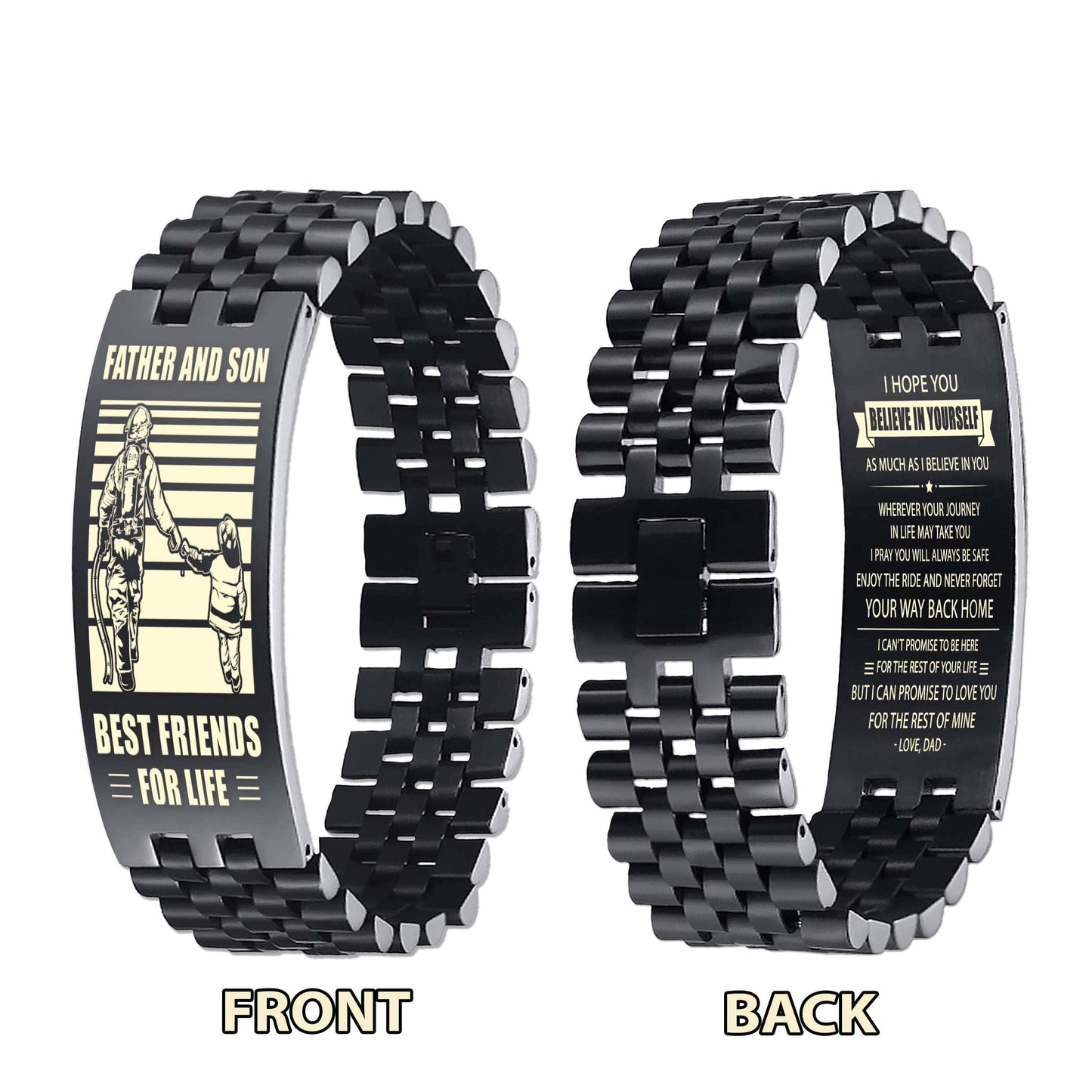 Spartan STO Personalized Double Sided Bracelet Father And Son Best Friends For Life - Message on the back side
