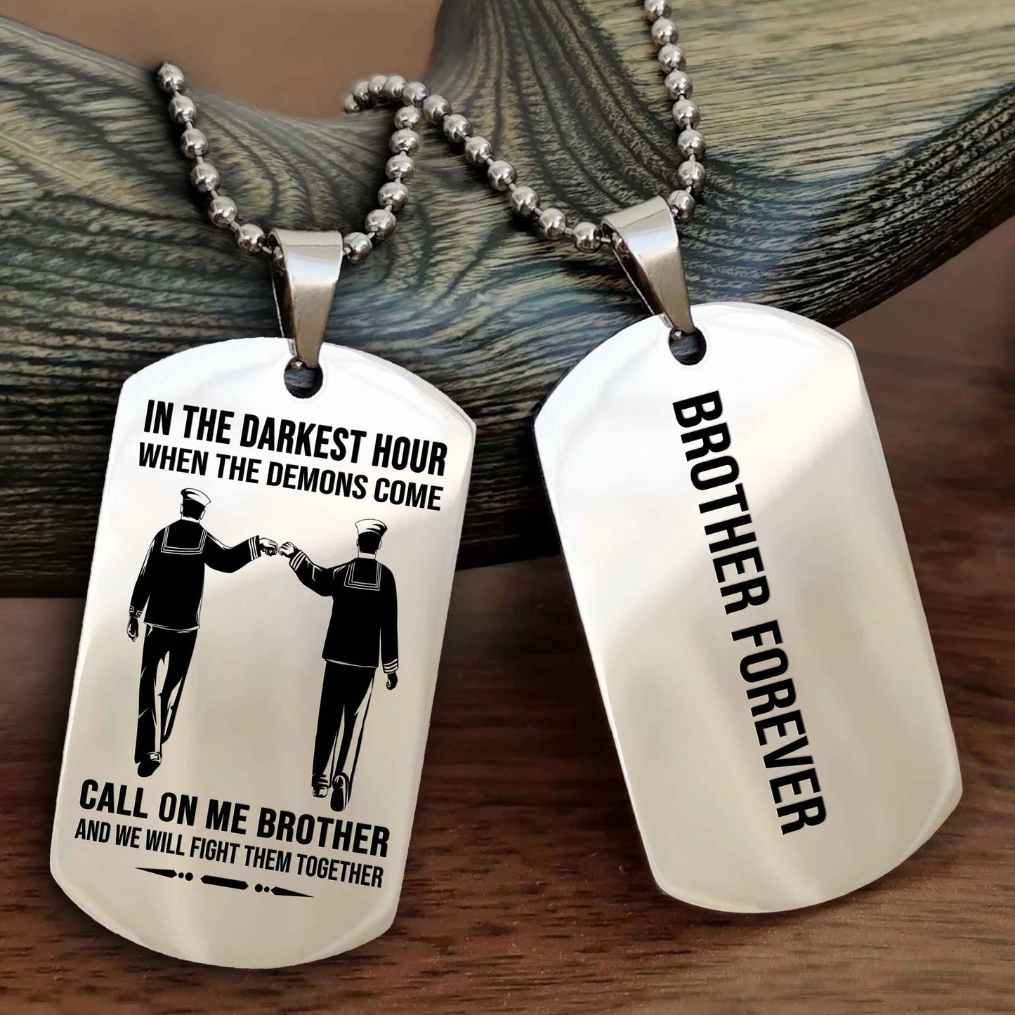 DRB Customizable engraved black dog tag double sided gift from brother, brother forevers NAG