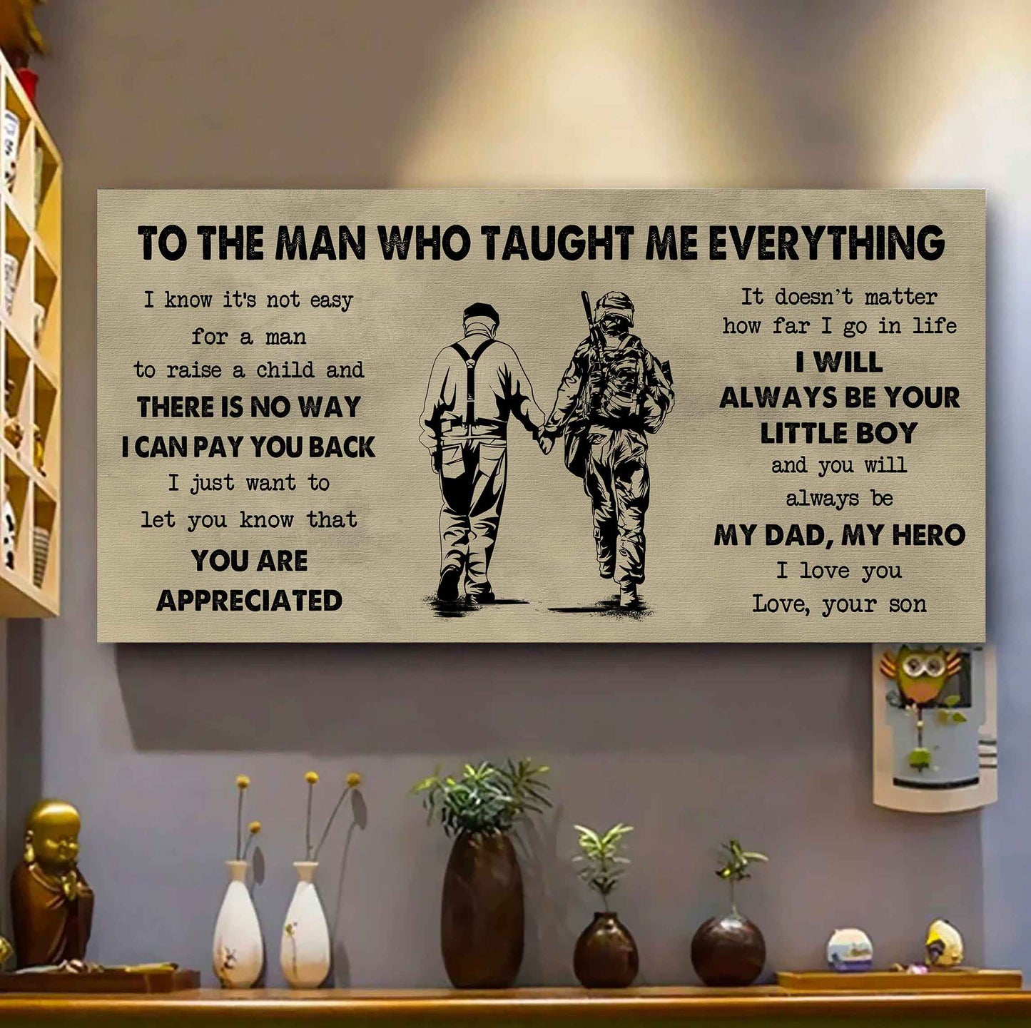 DRB Poster Horizontal Canvas To My DRB Dad I Know It's Not Easy To Raise A Child I Will Always Be Your Little Boy Gift From Son To Dad