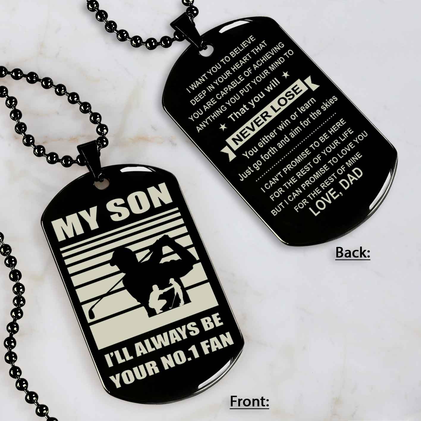 Sport Personalized Double Sided Dog Tag I Will Always Be Your No 1 Fan - You Will Never Lose Gift From Dad To Son