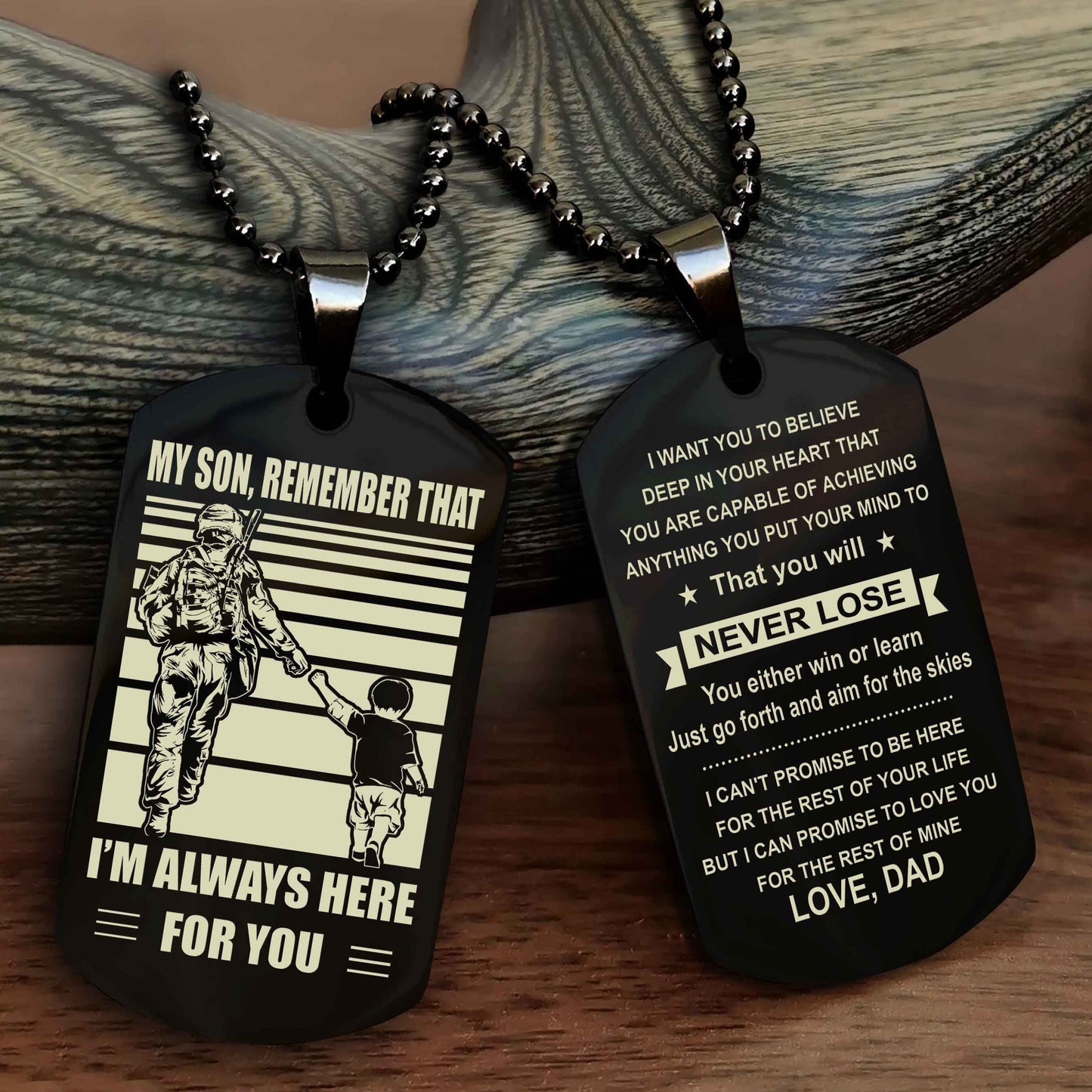 Biker Personalized Double Sided Dog Tag My Son Remember That I Will Always Here You Will Never Lose You Either Win Or Learn