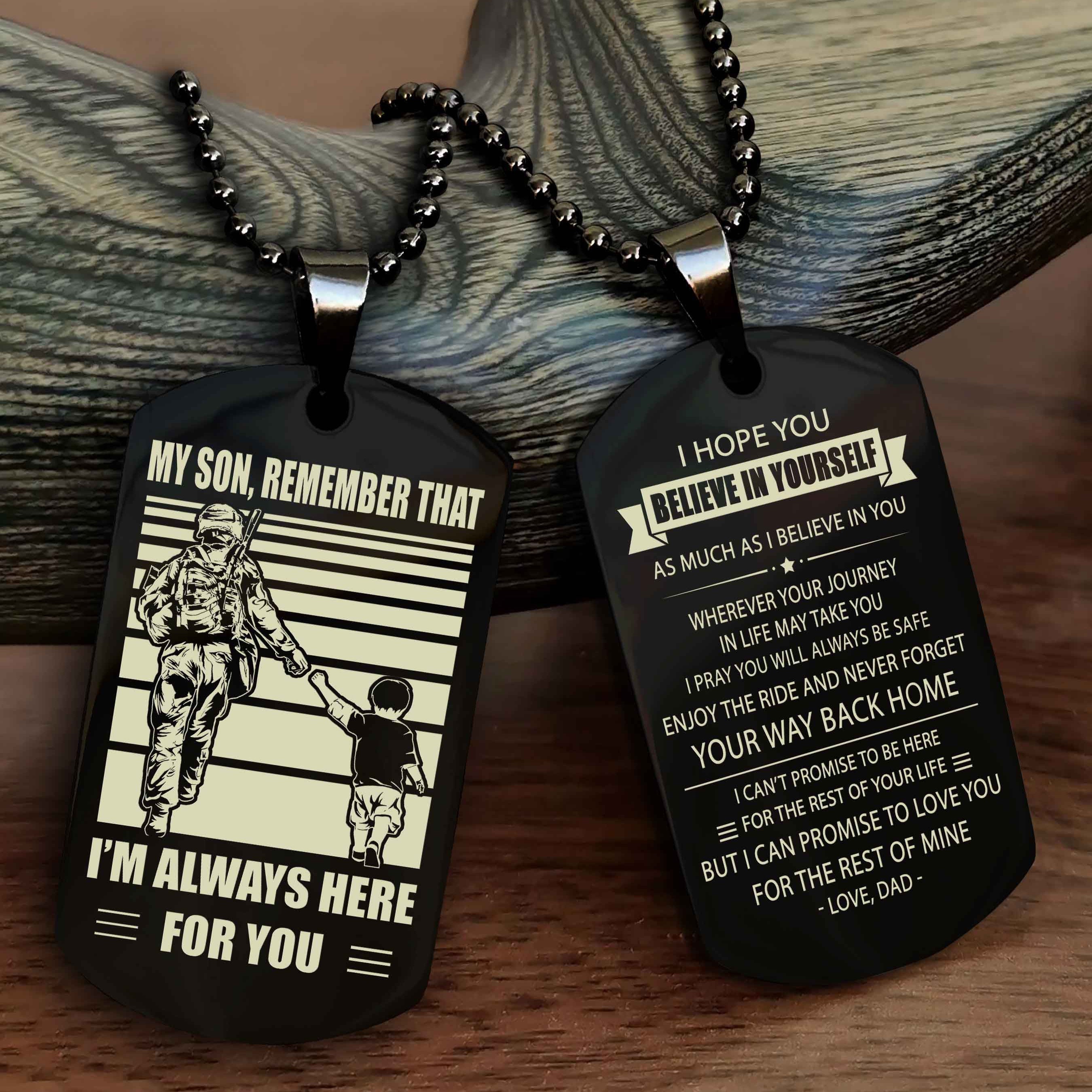 Viking Personalized Double Sided Dog Tag My Son Remember That I Will Always Here Never Forget Your Way Back Home