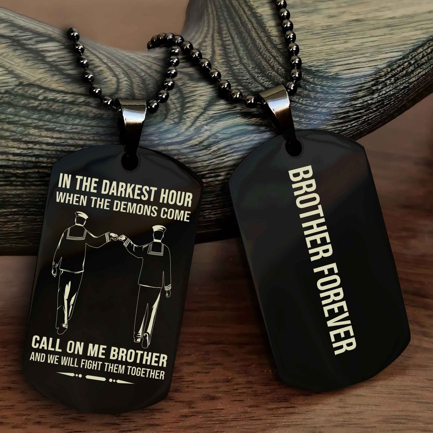 DRB Customizable engraved black dog tag double sided gift from brother, brother forevers NAG
