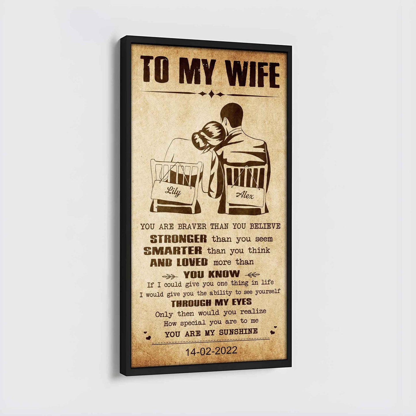 DRB VGT- Poster Canvas You Are Braver Than You Believe - You Are My Sunshine Gift For Your Wife
