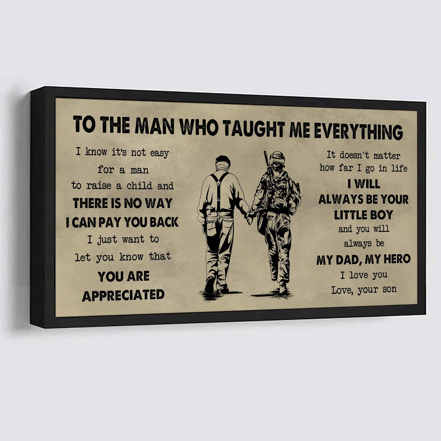 DRB Poster Horizontal Canvas To My DRB Dad I Know It's Not Easy To Raise A Child I Will Always Be Your Little Boy Gift From Son To Dad