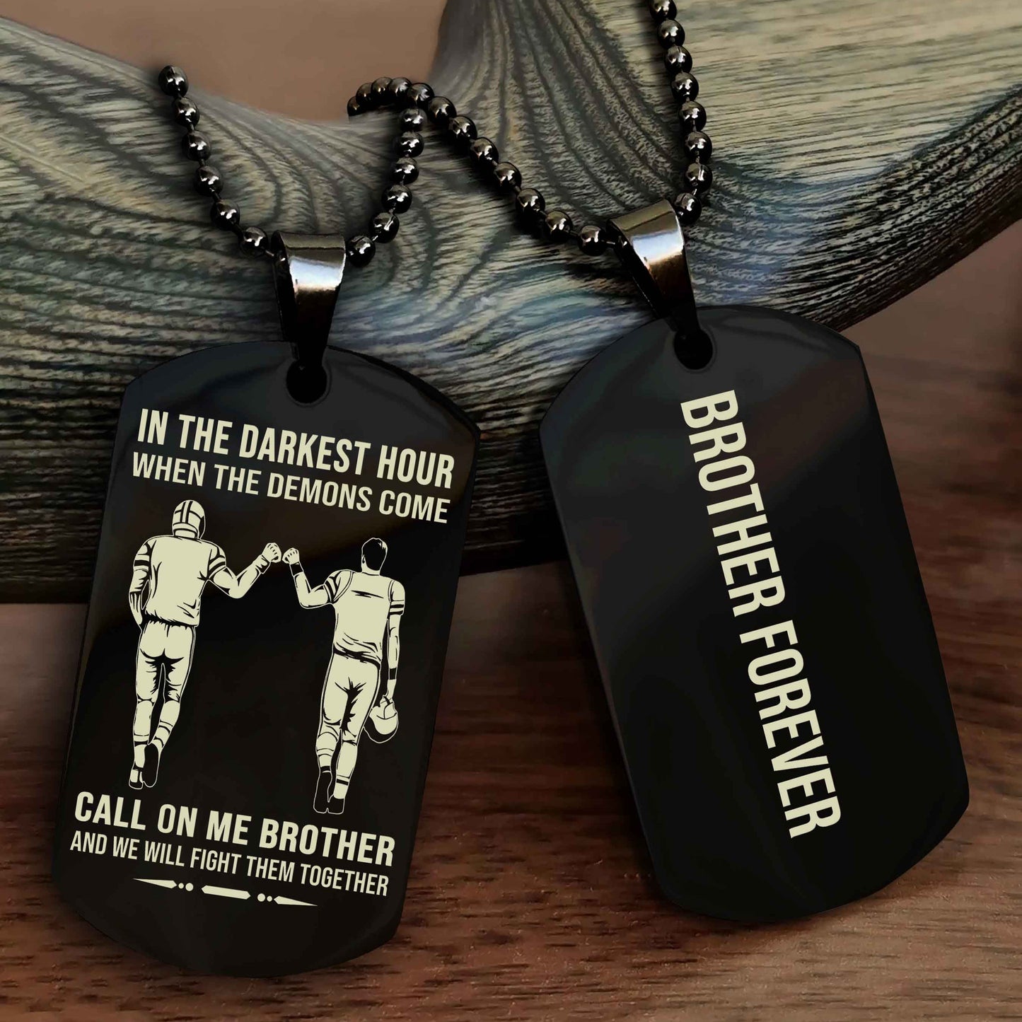 DRB Customizable engraved black dog tag double sided gift from brother, brother forevers NAG