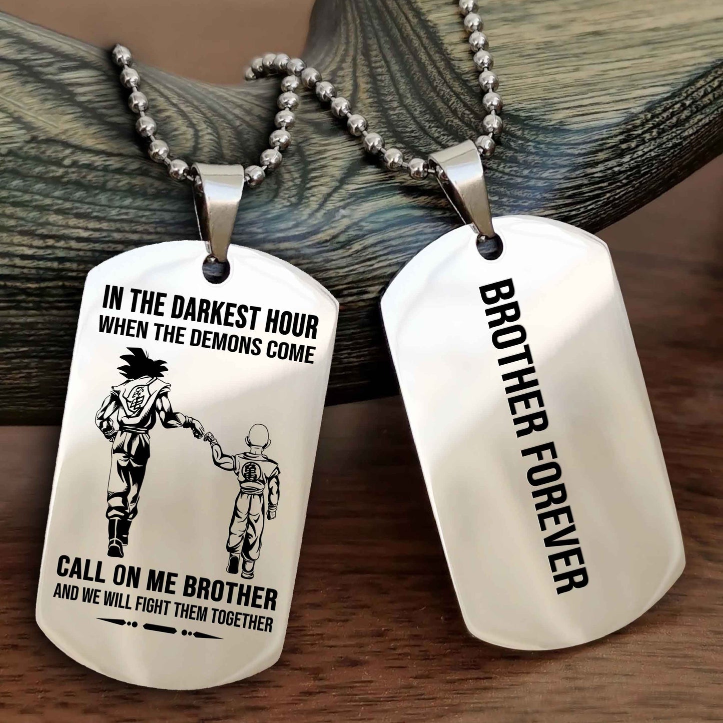 DRB Customizable engraved black dog tag double sided gift from brother, brother forevers NAG
