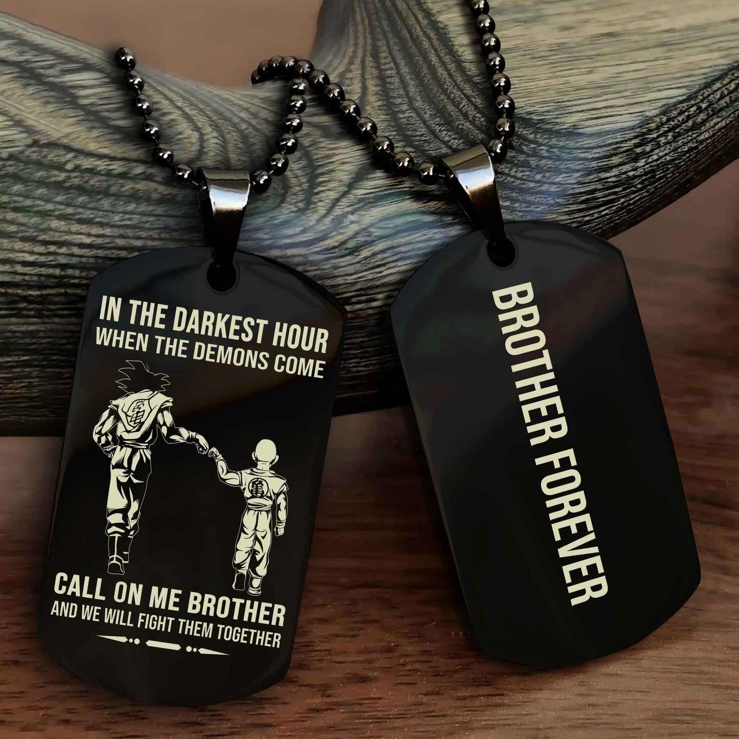 DRB Customizable engraved black dog tag double sided gift from brother, brother forevers NAG