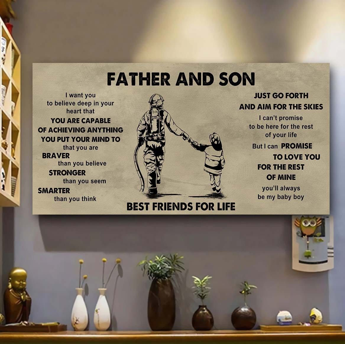 Family photo upload Father And Son Best Friends For Life - That You Are Braver Than You Believe Poster Canvas Gift For Son From Father