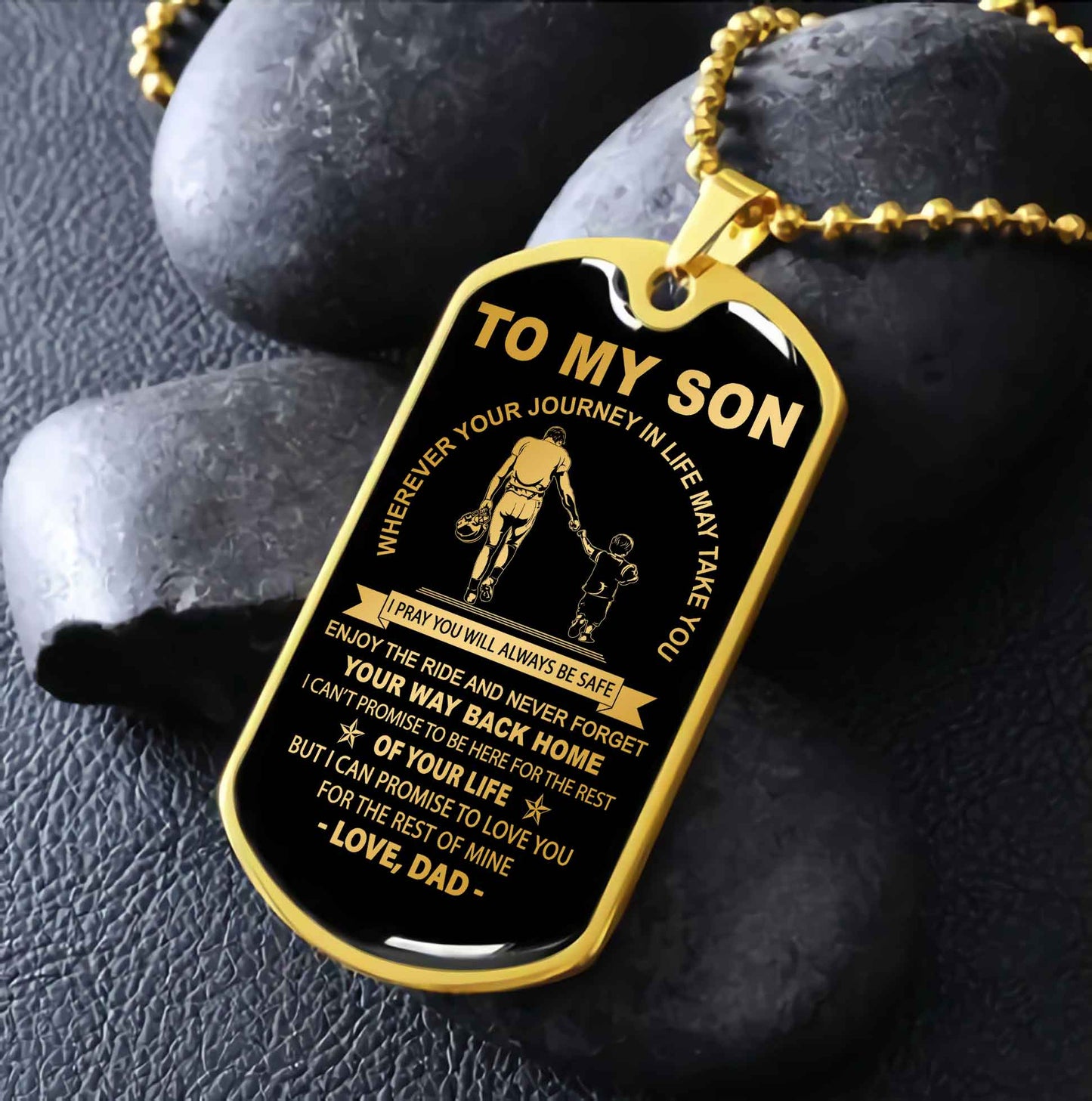 DRB Military Chain 18K Gold Plated Silver Plated To My Son Never Forget Your Way Back Home