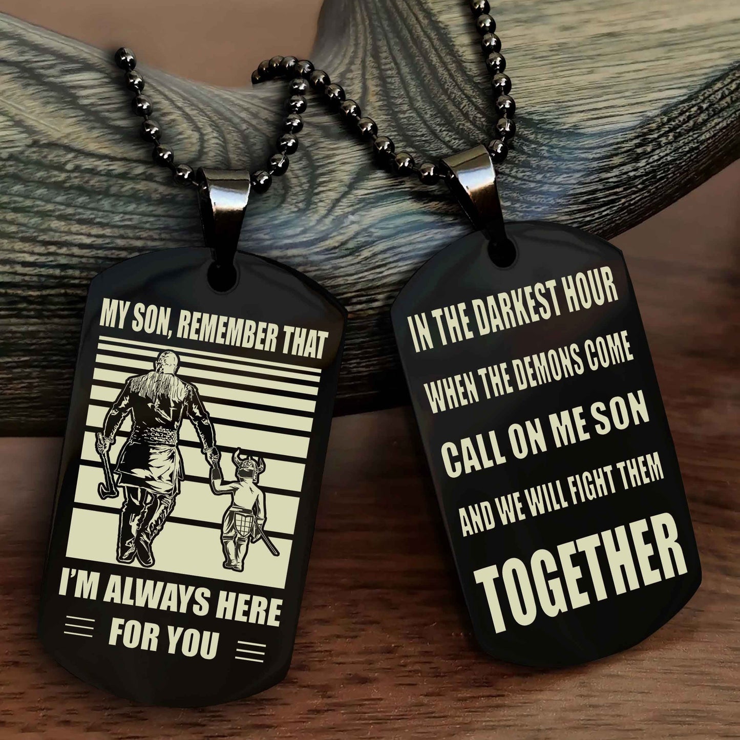 Biker Personalized Double Sided Dog Tag My Son Remember That I Will Always Here Call On Me Son And We Will Fight Them Together