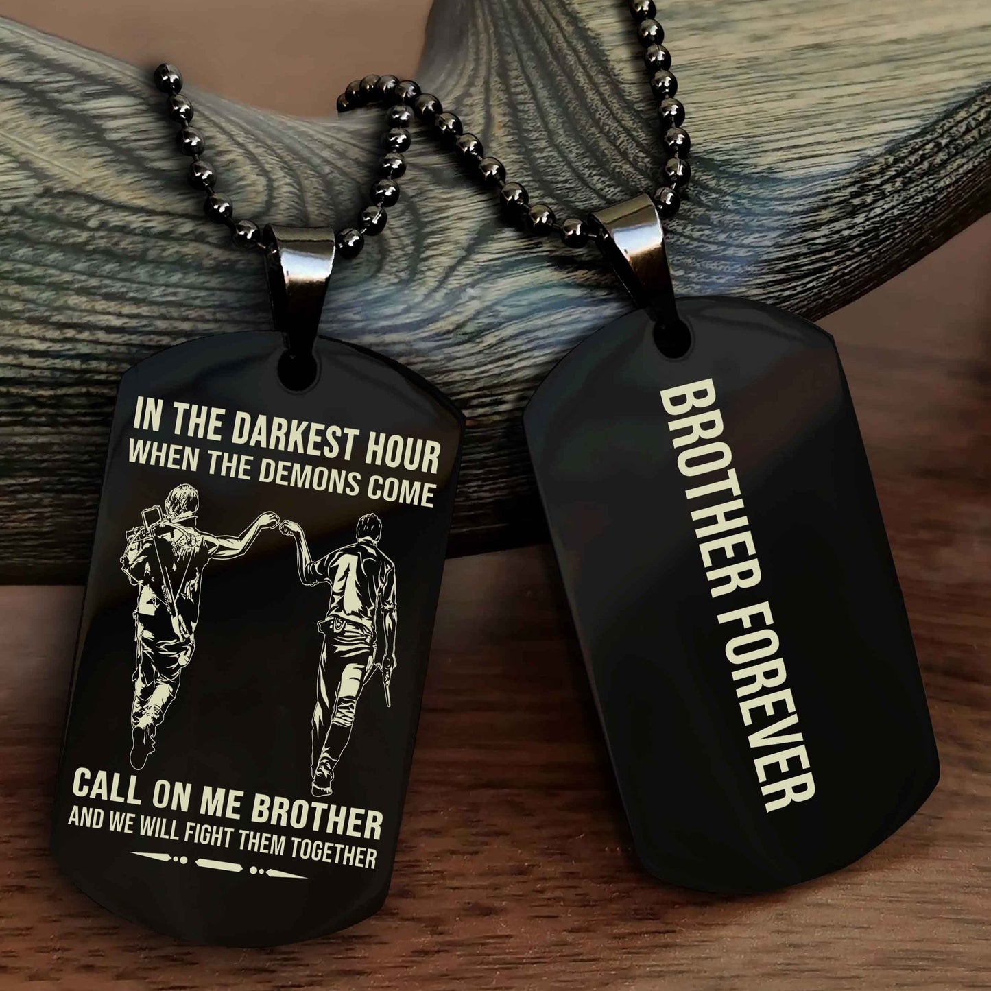 DRB Customizable engraved black dog tag double sided gift from brother, brother forevers NAG