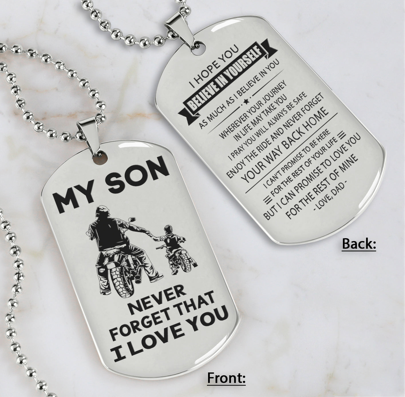 DRB Personalized Double Sided Dog Tag To My Son Never Forget That I Love You - Never Forget Your Way Back Home