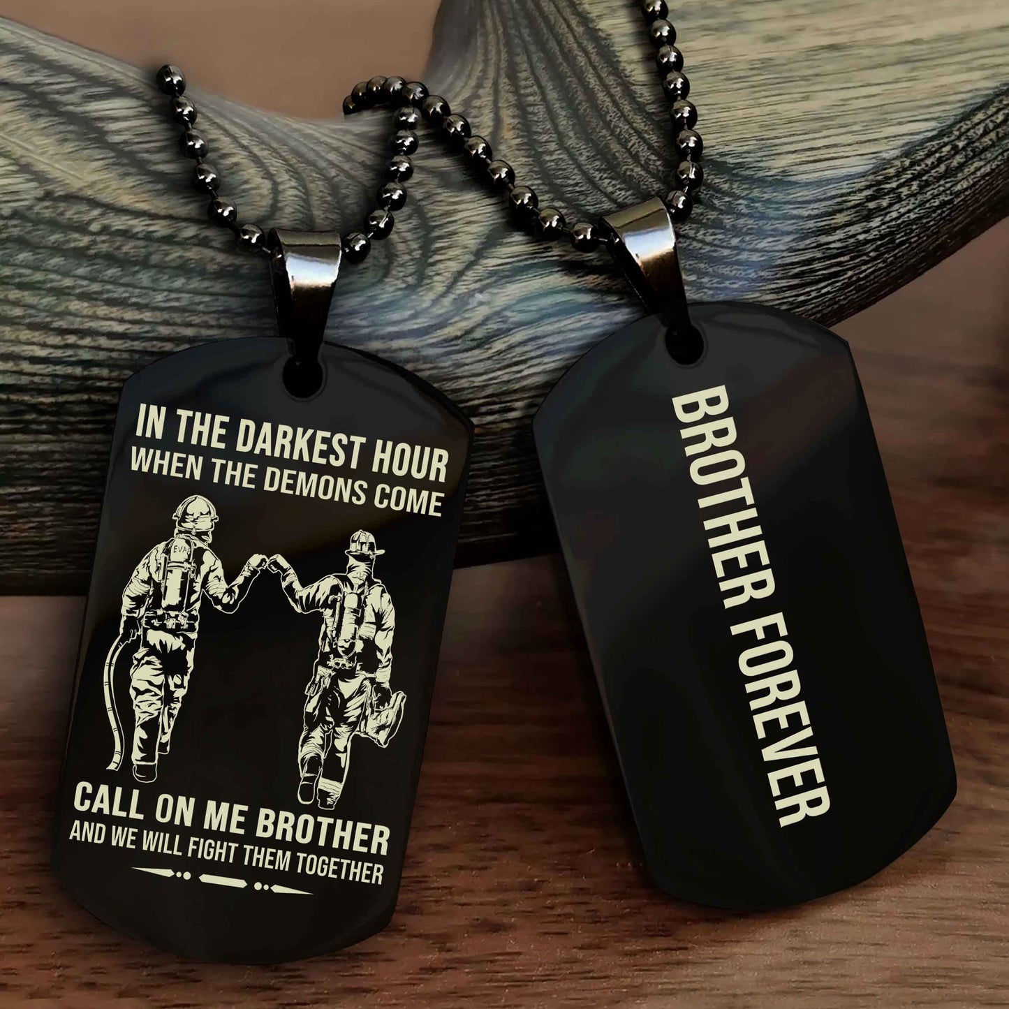DRB Customizable engraved black dog tag double sided gift from brother, brother forevers NAG