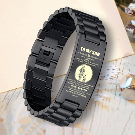 Samurai customizable engraved bracelet, gifts from dad mom to son- Be strong be brave be humble, It is not about better than someone else, It is about being better than you were the day before